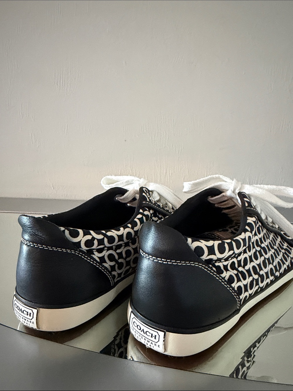 COACH Barrett Signature C Black White Canvas / Leather Sneakers Women’s Size 6.5 - Picture 6 of 15